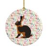 Tan Rabbit Christmas Ceramic Ornament Christmas Tree Hanging Decorations for Home Christmas Holiday, Party, Gift, 3 in, Multicolor