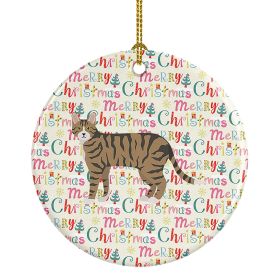 Dragon Li #2 Cat Christmas Ceramic Ornament Christmas Tree Hanging Decorations for Home Christmas Holiday, Party, Gift, 3 in, Multicolor