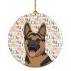 German Shepherd Red and Black Christmas Ceramic Ornament Christmas Tree Hanging Decorations for Home Christmas Holiday, Party, Gift, 3 in, Multicolor