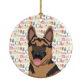 German Shepherd Red and Black Christmas Ceramic Ornament Christmas Tree Hanging Decorations for Home Christmas Holiday, Party, Gift, 3 in, Multicolor