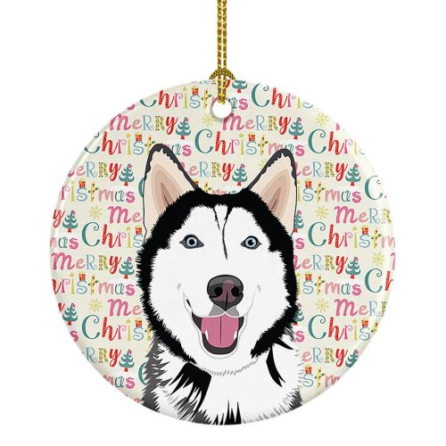 Siberian Husky Black and White #1 Christmas Ceramic Ornament Christmas Tree Hanging Decorations for Home Christmas Holiday, Party, Gift, 3 in