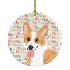Pembroke Corgi Red and White Christmas Ceramic Ornament Christmas Tree Hanging Decorations for Home Christmas Holiday, Party, Gift, 3 in, Multicolor