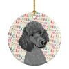 Poodle Standard Gray Christmas Ceramic Ornament Christmas Tree Hanging Decorations for Home Christmas Holiday, Party, Gift, 3 in, Multicolor