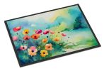 Anemones in Watercolor Doormat Front Door Mat Indoor Outdoor Rugs for Entryway, Non Slip Washable Low Pile, 24H X 36W