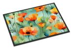 California California Poppies in Watercolor Doormat Front Door Mat Indoor Outdoor Rugs for Entryway, Non Slip Washable Low Pile, 24H X 36W