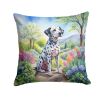 Dalmatian Spring Path Throw Pillow Machine Washable, Indoor Outdoor Decorative Pillow for Couch, Bed or Patio, 14Hx14W