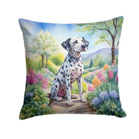 Dalmatian Spring Path Throw Pillow Machine Washable, Indoor Outdoor Decorative Pillow for Couch, Bed or Patio, 14Hx14W