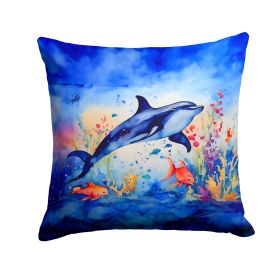Dolphin Throw Pillow Machine Washable, Indoor Outdoor Decorative Pillow for Couch, Bed or Patio, 14Hx14W