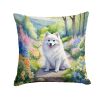 American Eskimo Spring Garden Throw Pillow Machine Washable, Indoor Outdoor Decorative Pillow for Couch, Bed or Patio, 14Hx14W