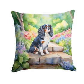 Cavalier Spaniel Spring Path Throw Pillow Machine Washable, Indoor Outdoor Decorative Pillow for Couch, Bed or Patio, 14Hx14W