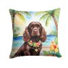 Cocker Spaniel Luau Throw Pillow Machine Washable, Indoor Outdoor Decorative Pillow for Couch, Bed or Patio, 14Hx14W