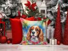 Cavalier Spaniel Luau Throw Pillow Machine Washable, Indoor Outdoor Decorative Pillow for Couch, Bed or Patio, 14Hx14W