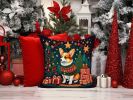 Corgi Christmas Throw Pillow Machine Washable, Indoor Outdoor Decorative Pillow for Couch, Bed or Patio, 14Hx14W