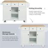 Kitchen Cart with Rubber wood Drop-Leaf Countertop ,Cabinet door internal storage racks