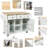 Kitchen Cart with Rubber wood Drop-Leaf Countertop ,Cabinet door internal storage racks