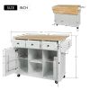 Kitchen Cart with Rubber wood Drop-Leaf Countertop ,Cabinet door internal storage racks