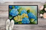 Hydrangeas in Watercolor Doormat Front Door Mat Indoor Outdoor Rugs for Entryway, Non Slip Washable Low Pile, 24H X 36W