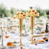 VEVOR 2PCS 56cm/22.05' Tall Wedding Flower Vase Metal Gold Trumpet for Tables