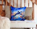 Dolphin Throw Pillow Machine Washable, Indoor Outdoor Decorative Pillow for Couch, Bed or Patio, 14Hx14W