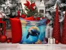 Manatee Throw Pillow Machine Washable, Indoor Outdoor Decorative Pillow for Couch, Bed or Patio, 14Hx14W