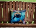 Manatee Throw Pillow Machine Washable, Indoor Outdoor Decorative Pillow for Couch, Bed or Patio, 14Hx14W