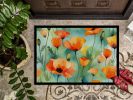 California California Poppies in Watercolor Doormat Front Door Mat Indoor Outdoor Rugs for Entryway, Non Slip Washable Low Pile, 24H X 36W