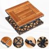 9pcs Wood Interlocking Deck Tiles 11.8"x11.8", Waterproof Flooring Tiles for Indoor and Outdoor