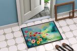 Anemones in Watercolor Doormat Front Door Mat Indoor Outdoor Rugs for Entryway, Non Slip Washable Low Pile, 24H X 36W