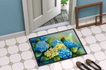 Hydrangeas in Watercolor Doormat Front Door Mat Indoor Outdoor Rugs for Entryway, Non Slip Washable Low Pile, 24H X 36W
