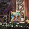 Cavalier Spaniel Luau Throw Pillow Machine Washable, Indoor Outdoor Decorative Pillow for Couch, Bed or Patio, 14Hx14W