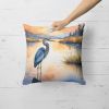 Blue Heron in the Golden Hour Throw Pillow Machine Washable, Indoor Outdoor Decorative Pillow for Couch, Bed or Patio, 18Hx18W