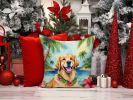Golden Retriever Luau Throw Pillow Machine Washable, Indoor Outdoor Decorative Pillow for Couch, Bed or Patio, 14Hx14W