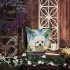 Bichon Frise Luau Throw Pillow Machine Washable, Indoor Outdoor Decorative Pillow for Couch, Bed or Patio, 14Hx14W
