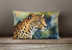 NEW Watercolor Wildlife Throw Pillow Throw Pillow for Indoor Couch Bed Outdoor Patio Washable, Leopard 2948,12Hx16W
