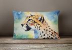 NEW Watercolor Wildlife Throw Pillow Throw Pillow for Indoor Couch Bed Outdoor Patio Washable, Cheetah 2889,12Hx16W