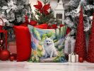 American Eskimo Spring Garden Throw Pillow Machine Washable, Indoor Outdoor Decorative Pillow for Couch, Bed or Patio, 14Hx14W