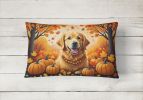 Autumn Leaves Throw Pillow Throw Pillow for Indoor Couch Bed Outdoor Patio Washable, Golden Retriever,12Hx16W