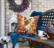 Tonkinese Cat in Fall Leaves Throw Pillow Machine Washable, Indoor Outdoor Decorative Pillow for Couch, Bed or Patio, 18Hx18W