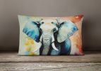 NEW Watercolor Wildlife Throw Pillow Throw Pillow for Indoor Couch Bed Outdoor Patio Washable, Elephant 2910,12Hx16W