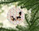 Munchkin #3 Cat Christmas Ceramic Ornament Christmas Tree Hanging Decorations for Home Christmas Holiday, Party, Gift, 3 in, Multicolor