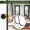 36"*24"Iron rounded rectangular black rotating hardware wall mirror Decorative Bathroom Mirror with Elegant Scalloped Design