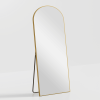Wooden right angled arched golden full-length mirror with stand 71 * 31 * 1 inch Bathroom Vanity Mirror for Bedroom Entryway, Living/Dressing Room