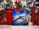 Dolphin Throw Pillow Machine Washable, Indoor Outdoor Decorative Pillow for Couch, Bed or Patio, 14Hx14W