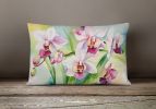 Flowers in Watercolor Throw Pillow Throw Pillow for Indoor Couch Bed Outdoor Patio Washable, Orchids 1557,12Hx16W