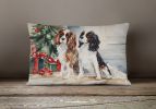 Waiting on Christmas Throw Pillow Throw Pillow for Indoor Couch Bed Outdoor Patio Washable, Cavalier Spaniel 1312,12Hx16W