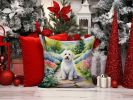 Coton de Tulear Spring Path Throw Pillow Machine Washable, Indoor Outdoor Decorative Pillow for Couch, Bed or Patio, 14Hx14W