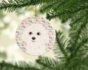 Poodle Toy White Christmas Ceramic Ornament Christmas Tree Hanging Decorations for Home Christmas Holiday, Party, Gift, 3 in, Multicolor