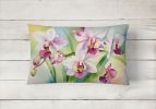 Flowers in Watercolor Throw Pillow Throw Pillow for Indoor Couch Bed Outdoor Patio Washable, Orchids 1557,12Hx16W