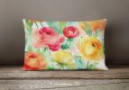 Flowers in Watercolor Throw Pillow Throw Pillow for Indoor Couch Bed Outdoor Patio Washable, Ranunculus 1606,12Hx16W