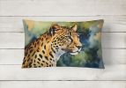 NEW Watercolor Wildlife Throw Pillow Throw Pillow for Indoor Couch Bed Outdoor Patio Washable, Leopard 2948,12Hx16W